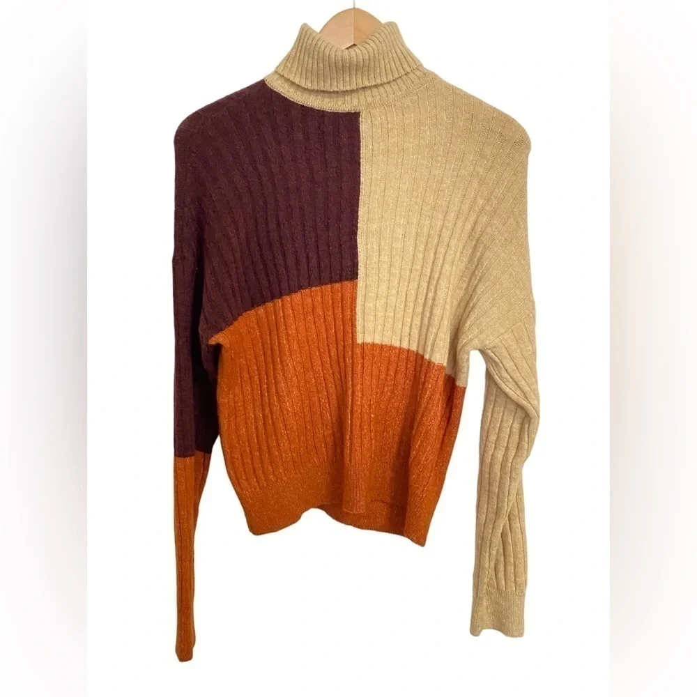a.n.a. WOMENS Turtleneck Colorbock Pullover Long sleeve Sweater  0790